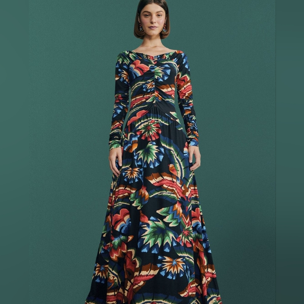 Farm Rio Black Chevron Forest Lenzing Viscose Dress